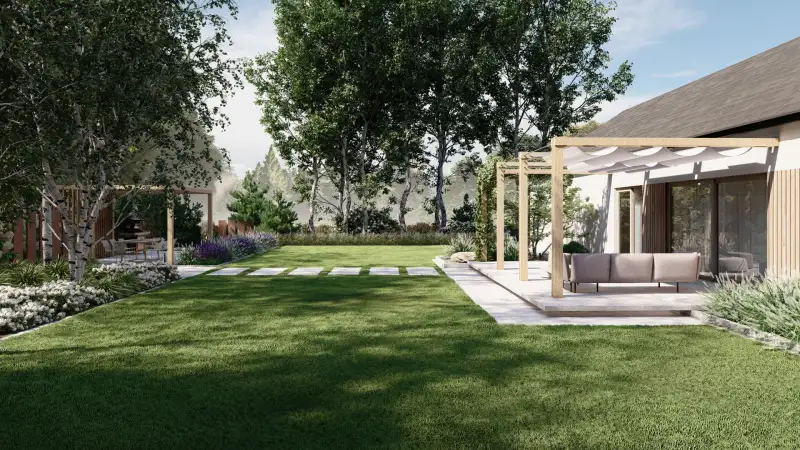 Nowoczesny ogród w leśnym otoczeniu