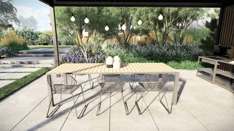 Projekt ogrodu przy nowoczesnej stodole