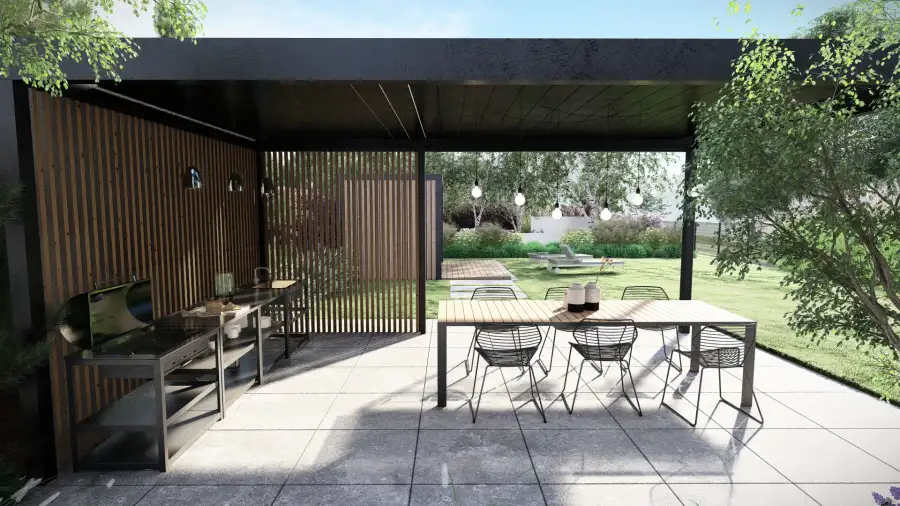 Projekt ogrodu przy nowoczesnej stodole