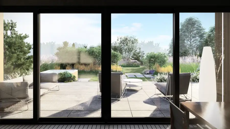 Projekt ogrodu przy nowoczesnej stodole