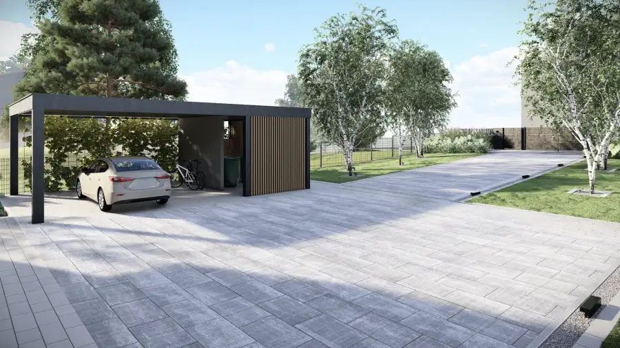 Projekt ogrodu przy nowoczesnej stodole