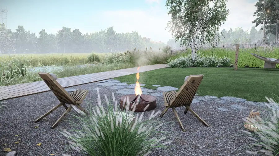 Projekt ogrodu przy nowoczesnej stodole