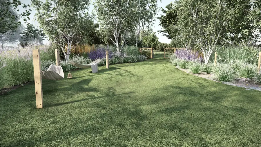 Projekt ogrodu przy nowoczesnej stodole