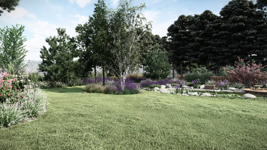 Ogród naturalny z oczkiem wodnym