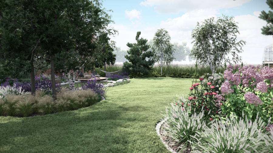 Ogród naturalny z oczkiem wodnym