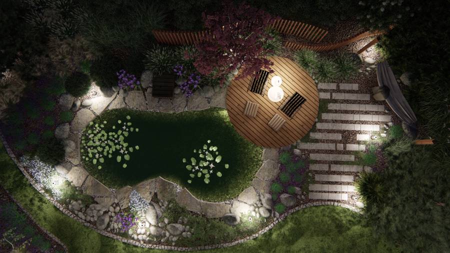 Ogród naturalny z oczkiem wodnym