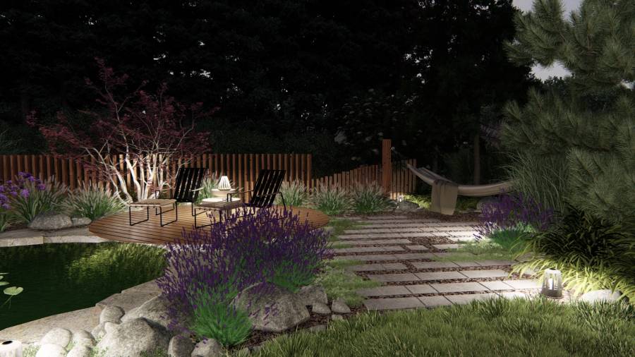 Ogród naturalny z oczkiem wodnym