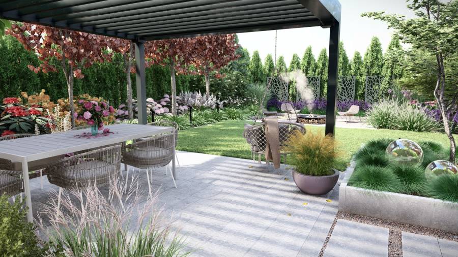 Przytulny ogród z kolorami