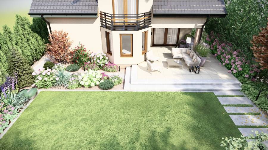 Przytulny ogród z kolorami