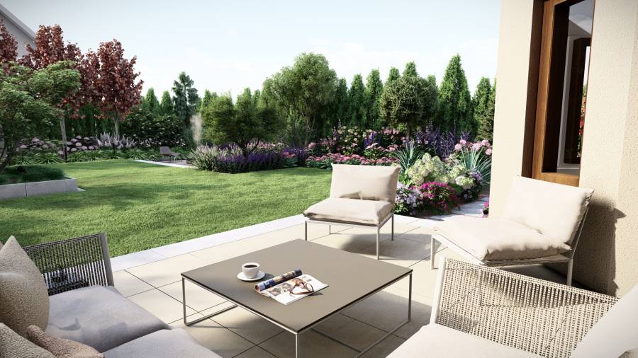 Przytulny ogród z kolorami