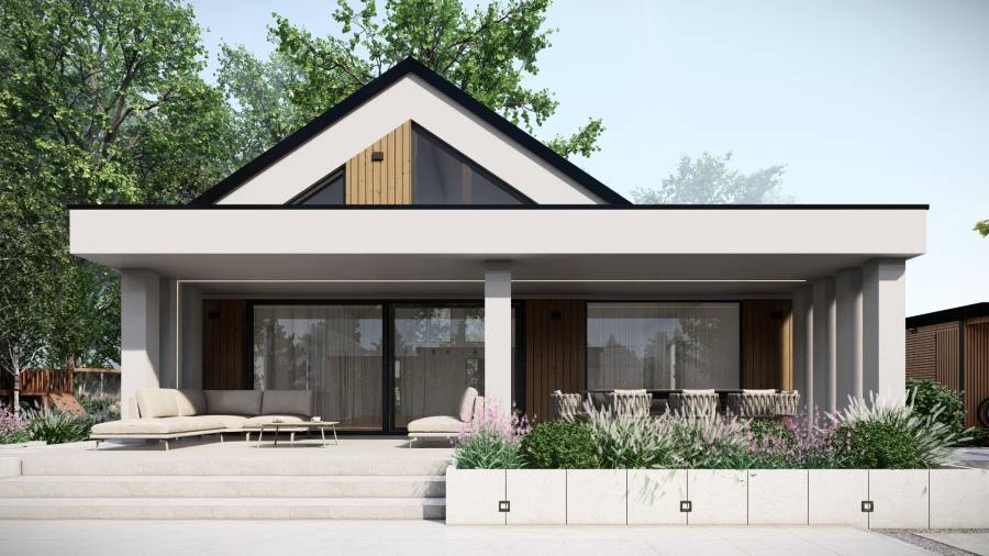 Funkcjonalny ogród z basenem i paleniskiem w Orzeszu