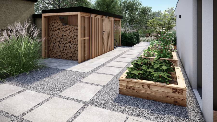 Funkcjonalny ogród z basenem i paleniskiem w Orzeszu