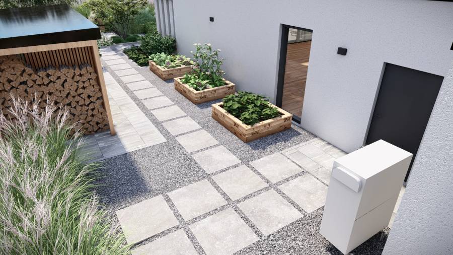 Funkcjonalny ogród z basenem i paleniskiem w Orzeszu