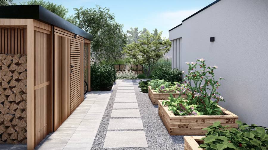 Funkcjonalny ogród z basenem i paleniskiem w Orzeszu