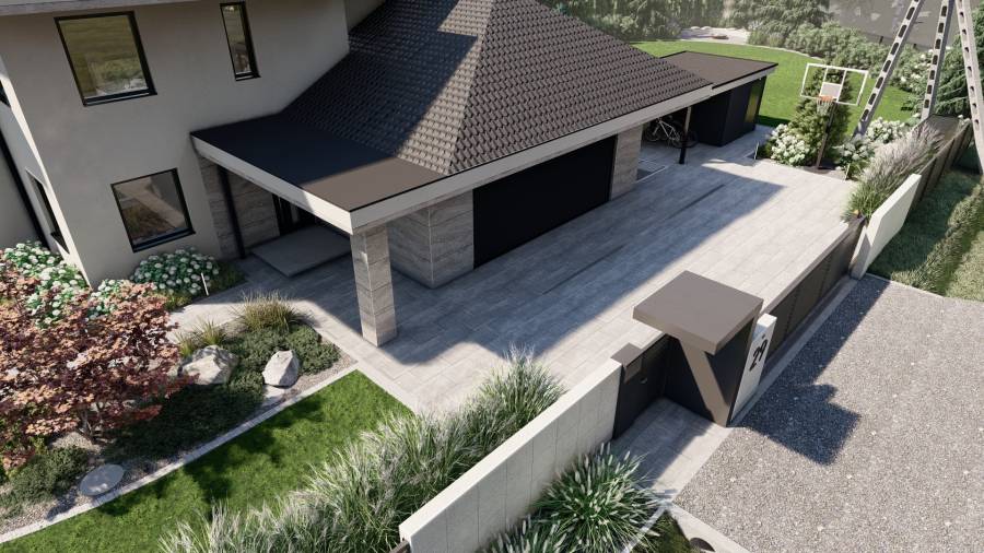 Nowoczesny ogród z basenem – Tarnowskie Góry