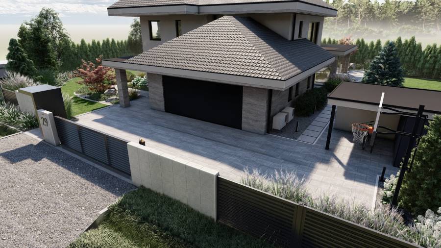 Nowoczesny ogród z basenem – Tarnowskie Góry