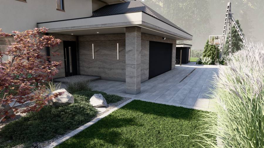 Nowoczesny ogród z basenem – Tarnowskie Góry