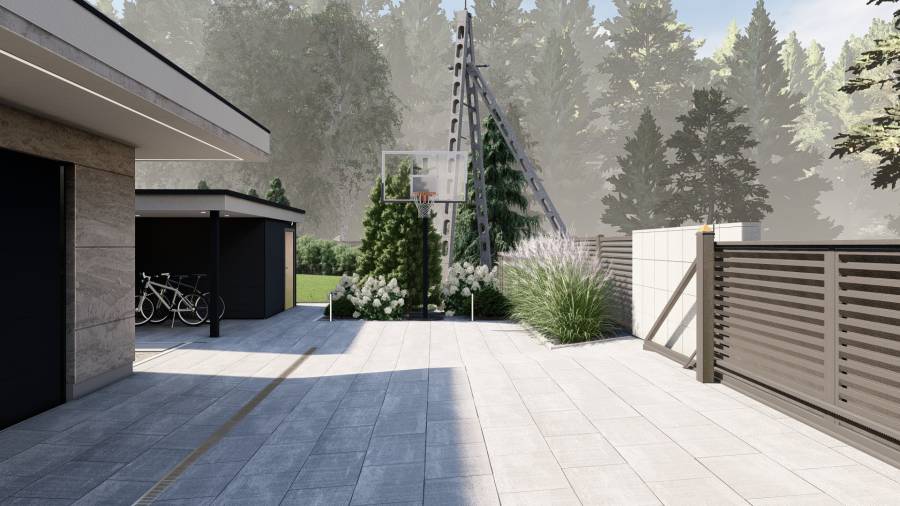 Nowoczesny ogród z basenem – Tarnowskie Góry