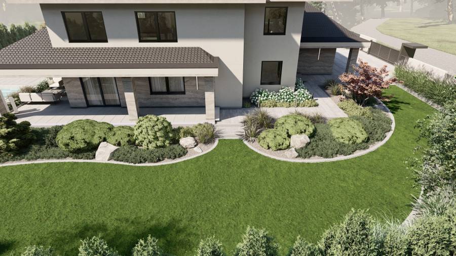 Nowoczesny ogród z basenem – Tarnowskie Góry