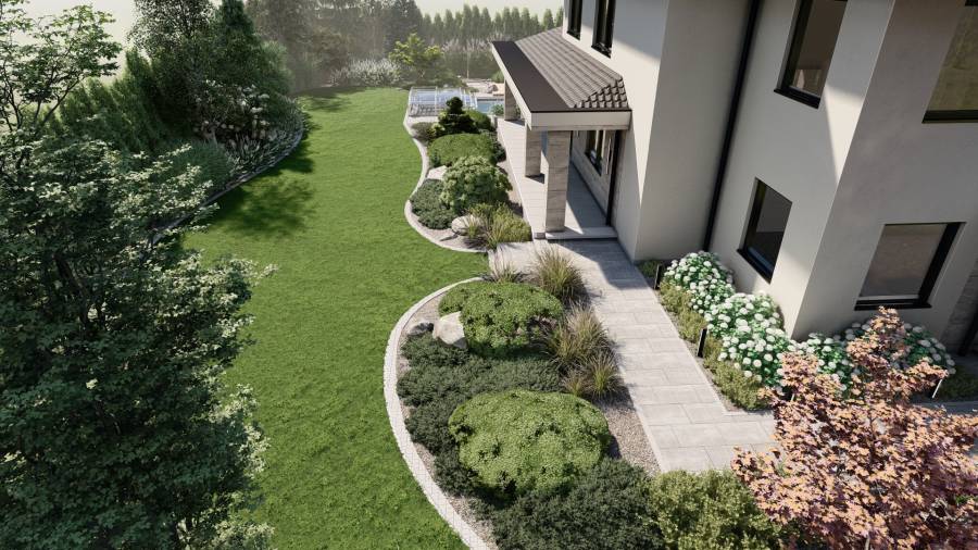 Nowoczesny ogród z basenem – Tarnowskie Góry