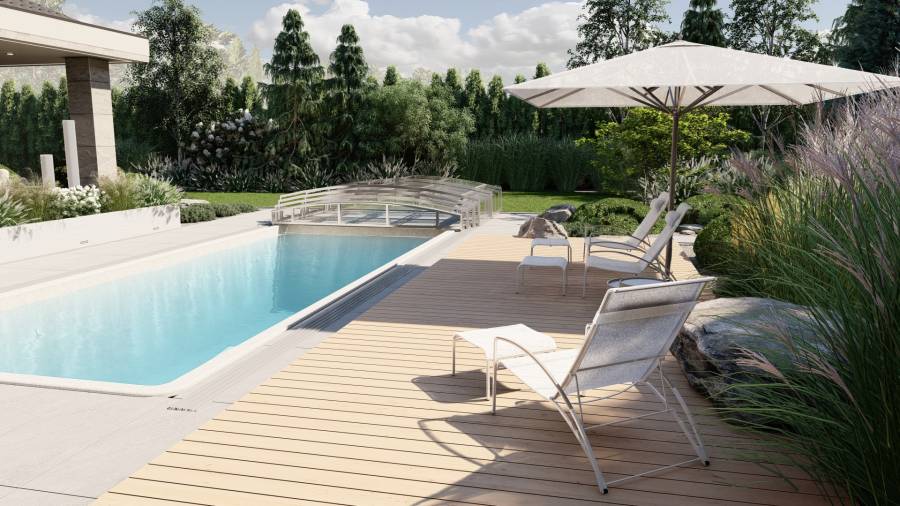 Nowoczesny ogród z basenem – Tarnowskie Góry