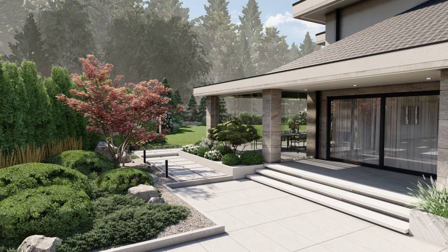 Nowoczesny ogród z basenem – Tarnowskie Góry