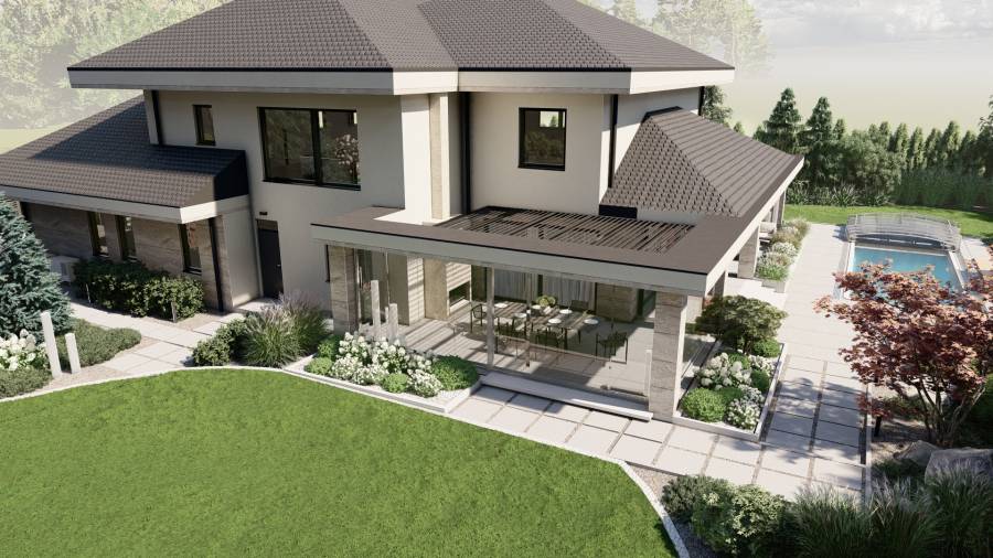 Nowoczesny ogród z basenem – Tarnowskie Góry