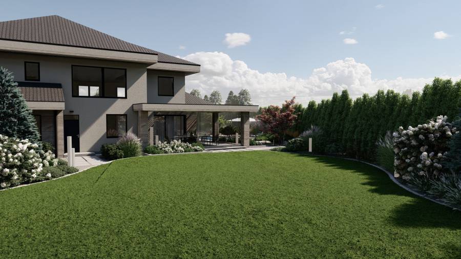 Nowoczesny ogród z basenem – Tarnowskie Góry