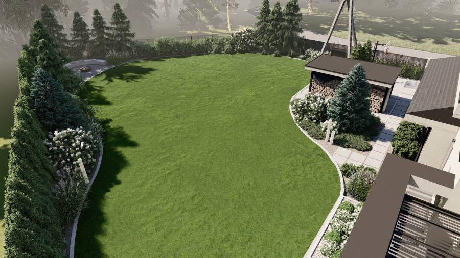 Nowoczesny ogród z basenem – Tarnowskie Góry