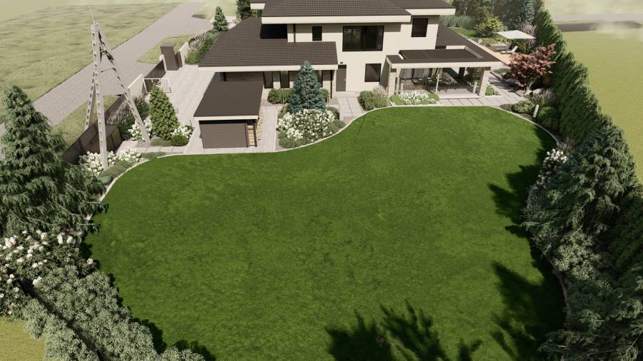 Nowoczesny ogród z basenem – Tarnowskie Góry