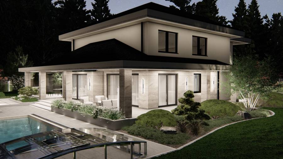 Nowoczesny ogród z basenem – Tarnowskie Góry