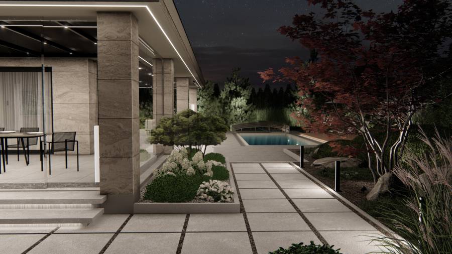 Nowoczesny ogród z basenem – Tarnowskie Góry