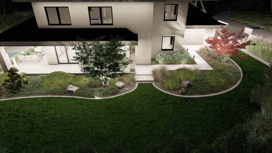 Nowoczesny ogród z basenem – Tarnowskie Góry