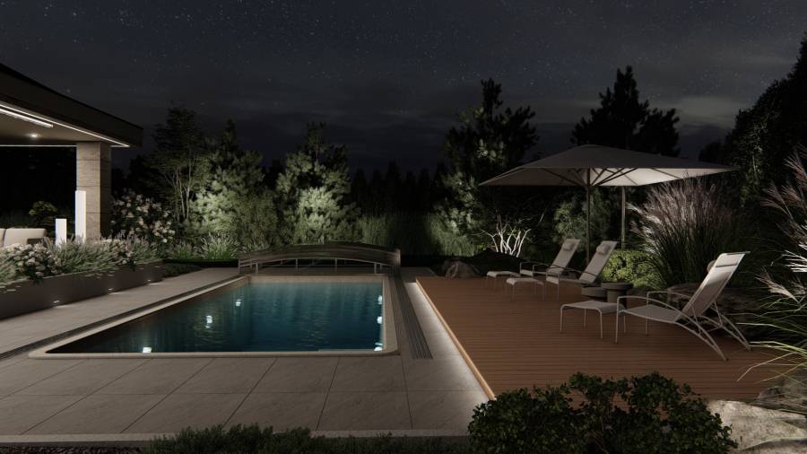 Nowoczesny ogród z basenem – Tarnowskie Góry