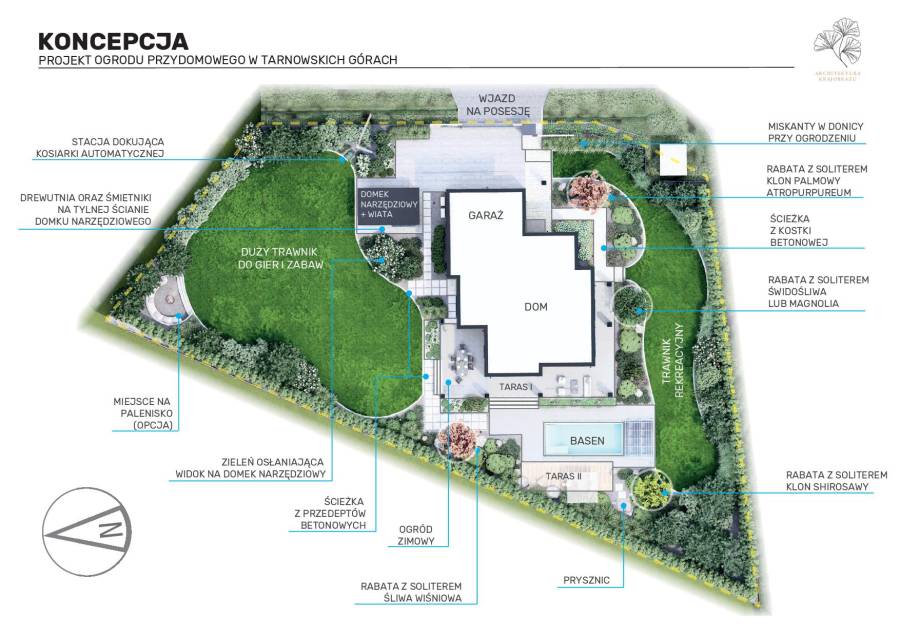 Nowoczesny ogród z basenem – Tarnowskie Góry