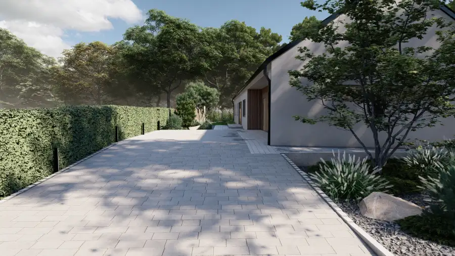 Nowoczesny ogród w leśnym otoczeniu