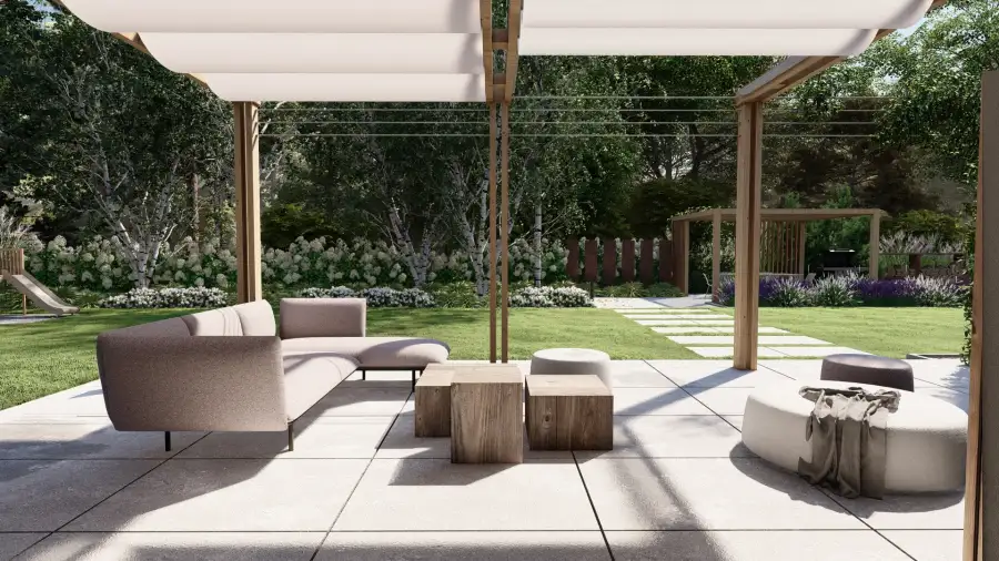 Nowoczesny ogród w leśnym otoczeniu