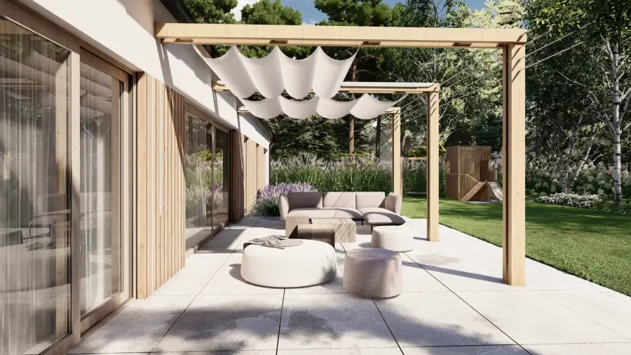 Nowoczesny ogród w leśnym otoczeniu