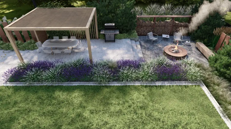 Nowoczesny ogród w leśnym otoczeniu