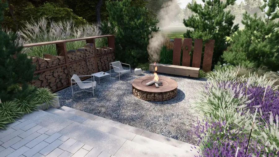 Nowoczesny ogród w leśnym otoczeniu