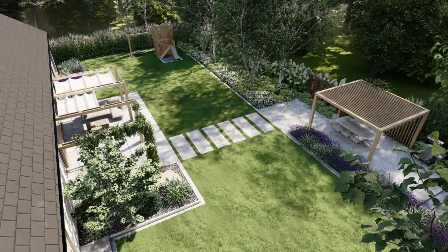 Nowoczesny ogród w leśnym otoczeniu