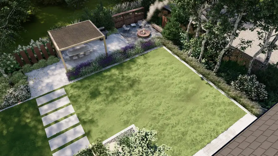 Nowoczesny ogród w leśnym otoczeniu