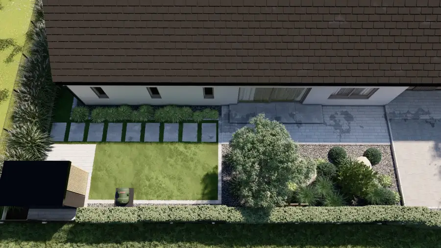 Nowoczesny ogród w leśnym otoczeniu