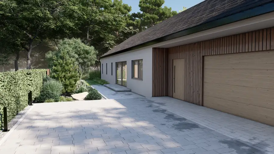 Nowoczesny ogród w leśnym otoczeniu