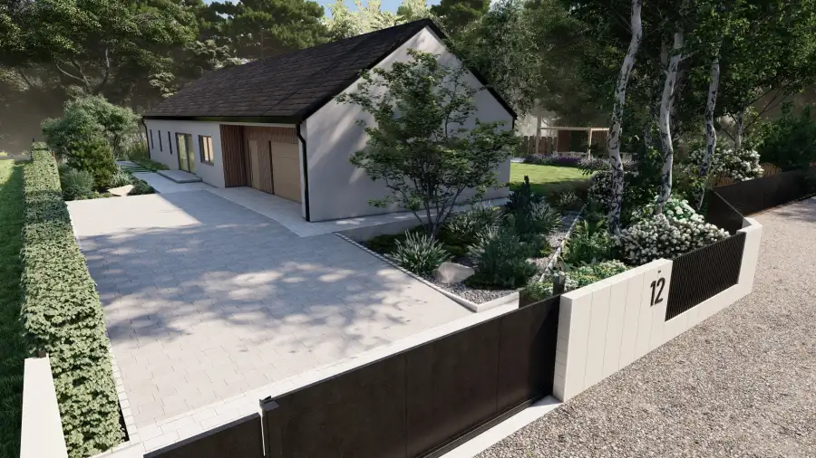 Nowoczesny ogród w leśnym otoczeniu