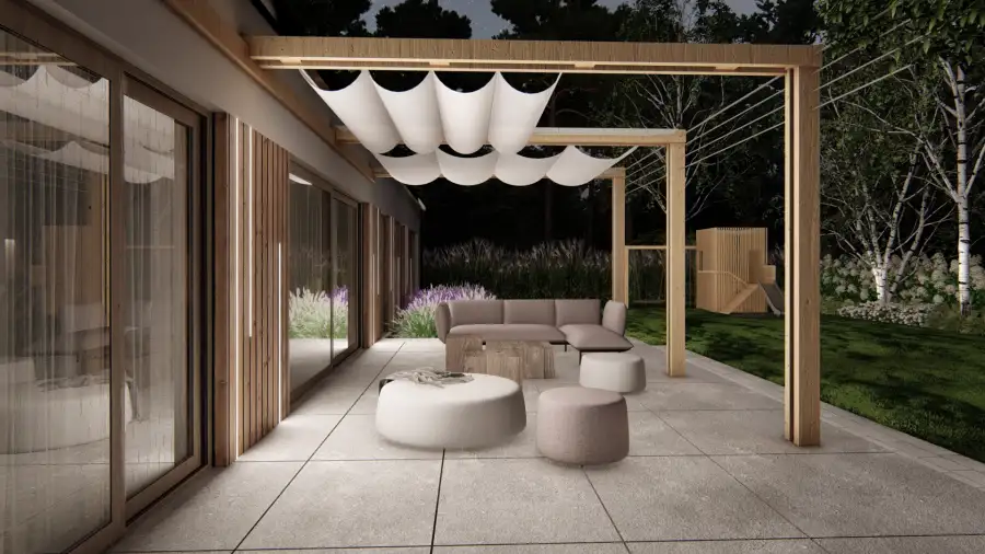 Nowoczesny ogród w leśnym otoczeniu