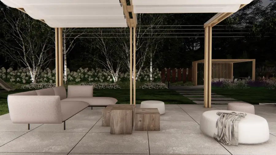 Nowoczesny ogród w leśnym otoczeniu