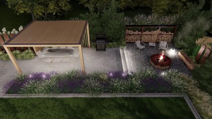 Nowoczesny ogród w leśnym otoczeniu