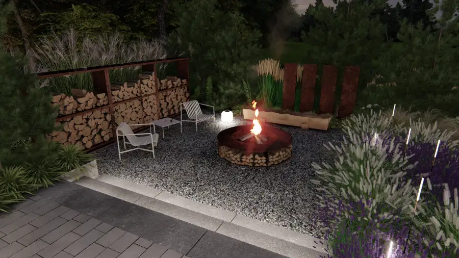 Nowoczesny ogród w leśnym otoczeniu