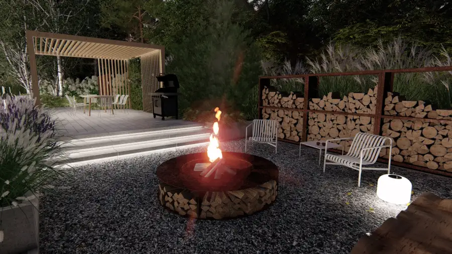 Nowoczesny ogród w leśnym otoczeniu